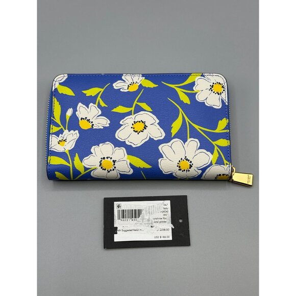 Kate Spade Katy Sunshine Floral Textured Leather Medium Zip Around Wallet NWT - Picture 2 of 15